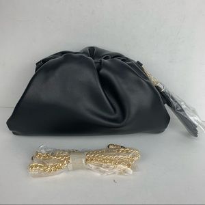 Understated Leather Crescent Clutch - Onyx - NWT